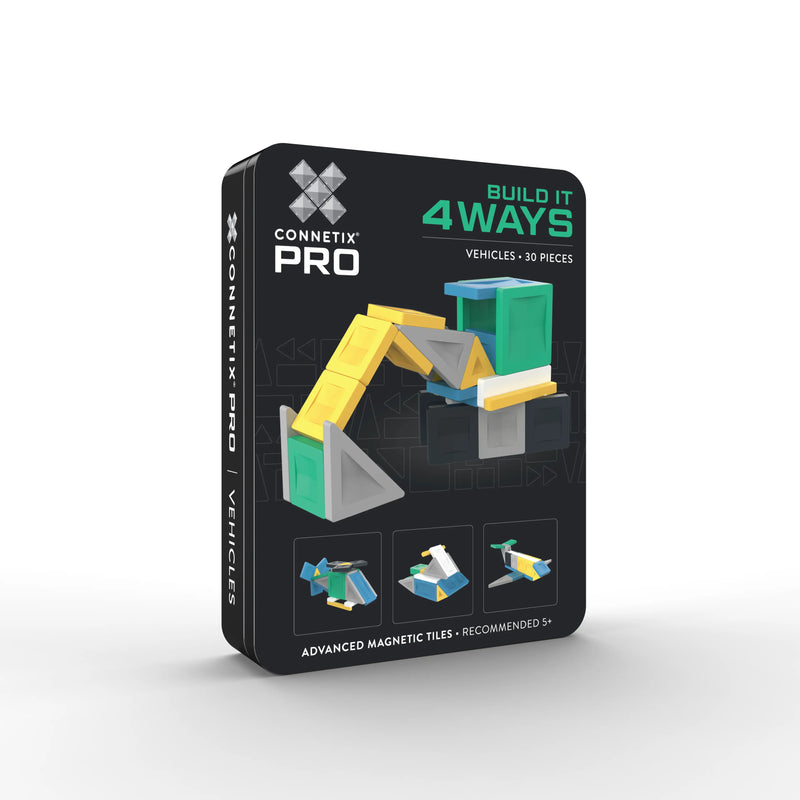 Connetix Tiles PRO Build It 4 Ways Vehicles Pack 30pcs NEW 2026 Travel Toys 5yrs+