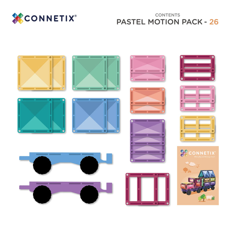 Connetix Tiles Pastel Motion Pack 26 Pieces Toy Car 3yrs+