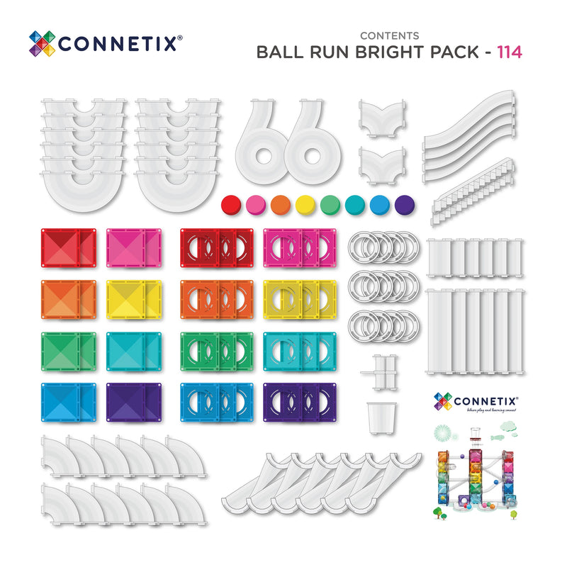 Connetix Tiles Rainbow Ball Run Pack 92 Piece / New 2026 Bright 114 Piece Pack 2 Options Best Seller 3yrs+