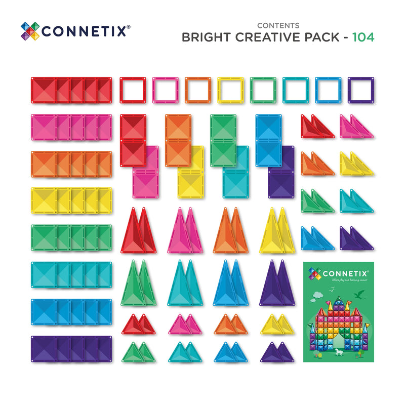 Connetix Tiles Rainbow Creative Pack 102 Piece / NEW 2026 Bright 104pc Set 2 Options Best Seller 3yrs+
