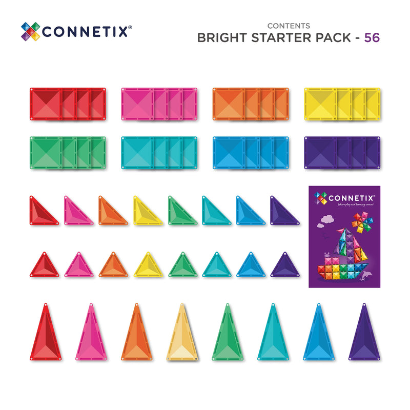 Connetix Tiles Rainbow Starter Pack 60pcs / NEW 2026 Bright Starter Pack 56pcs 2 Options Best Seller 3yrs+