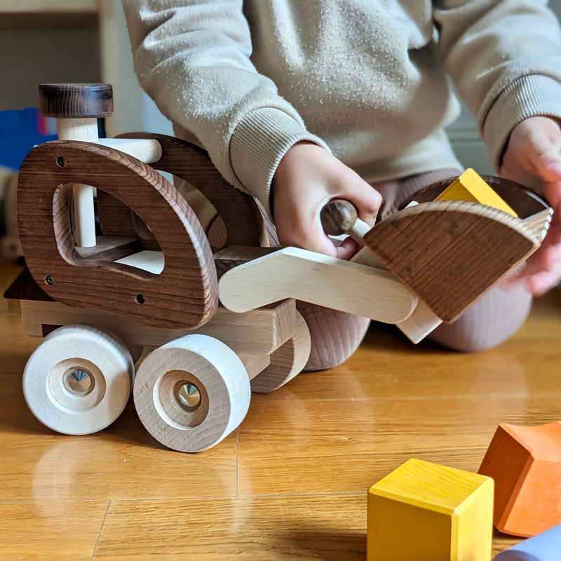 Goki Nature Digger / Bulldozer Wooden Toy Car Best Seller 3yrs+