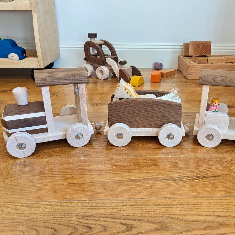 Goki Giant Nature Wooden Toy Train 3yrs+