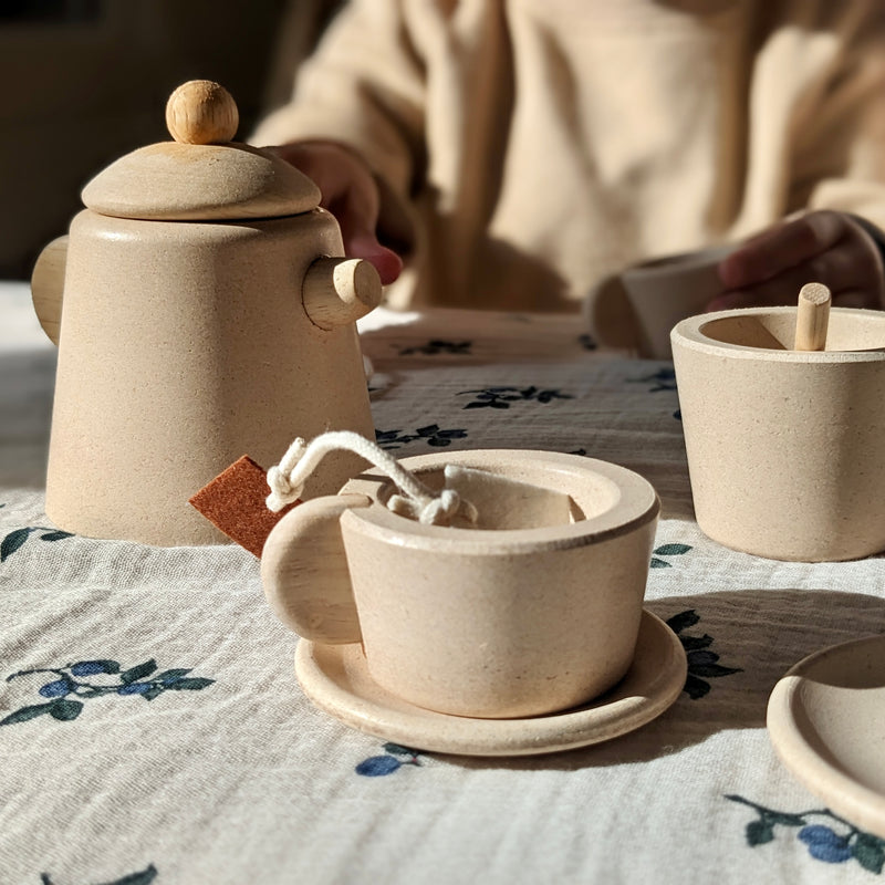 PlanToys Wooden Tea Set 13 pieces Pretend Play Kitchen  Developmental Toys for Toddlers Gifts Idea Best Seller 2yrs+