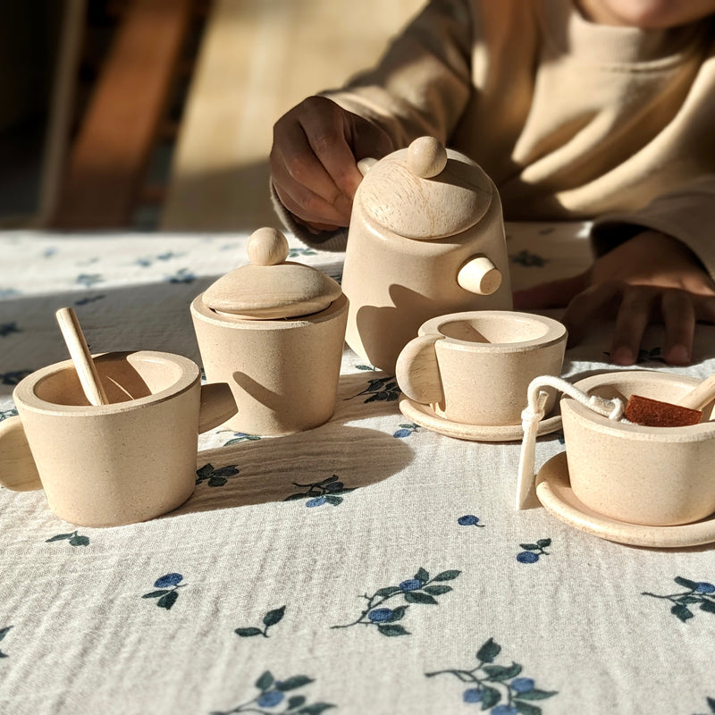 PlanToys Wooden Tea Set 13 pieces Pretend Play Kitchen  Developmental Toys for Toddlers Gifts Idea Best Seller 2yrs+