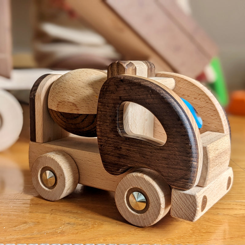 Goki Nature Cement Mixer Wooden Toy Car  Developmental Toys for Toddlers Gifts Idea 2yrs+