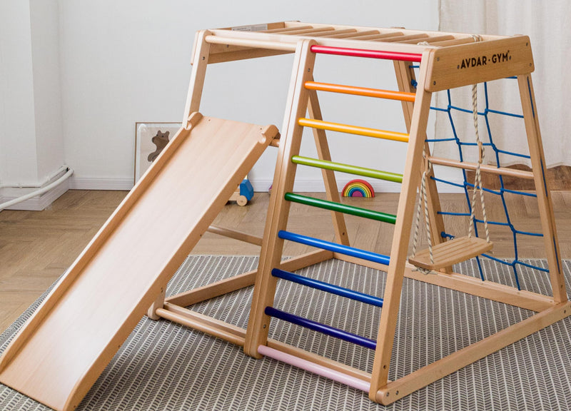 Wooden Climbing Gym Rainbow Climber Set by Avdar Toys Kids Furniture for 18m+ (Heavy Shipping)