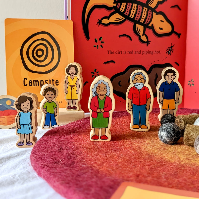 The Freckled Frog Indigenous Wooden People Pretend & Imaginative Play Toddler Toys First Nations Resources 12m+