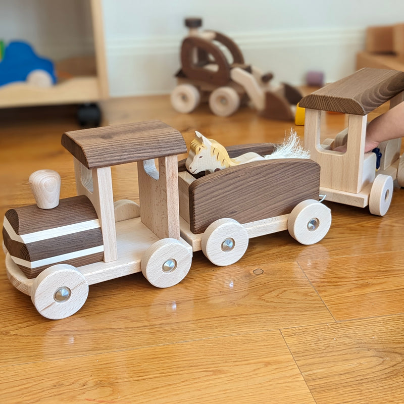 Goki Giant Nature Wooden Toy Train 3yrs+
