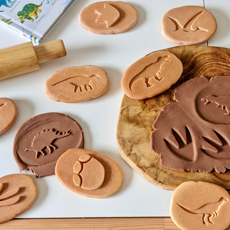 Yellow Door Let’s Investigate Dinosaur Footprints Set of 8 Sensory Stone Art and Craft for Kids Playdough Sand Toys Dinosaur Toy Sensory Toys Toddlers Dinosaur and Dragon Theme 3yrs+