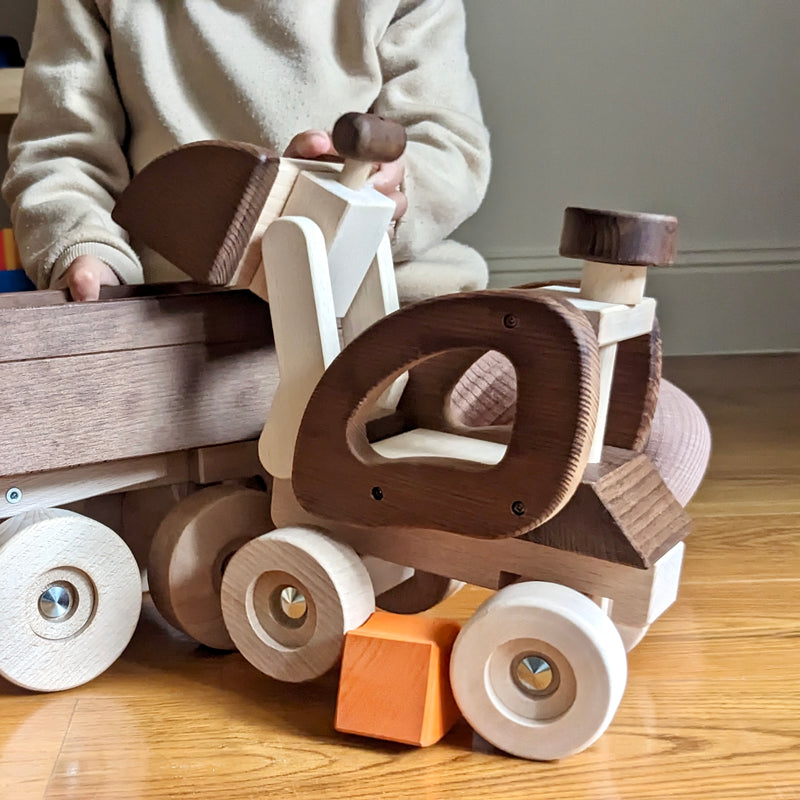 Goki Nature Digger / Bulldozer Wooden Toy Car Best Seller 3yrs+