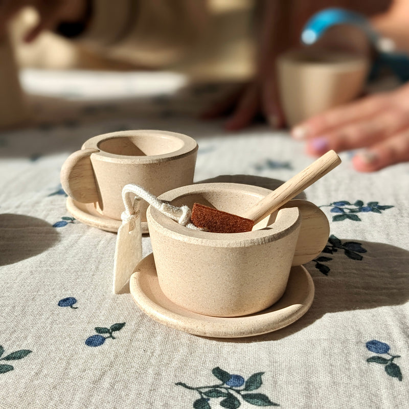 PlanToys Wooden Tea Set 13 pieces Pretend Play Kitchen  Developmental Toys for Toddlers Gifts Idea Best Seller 2yrs+