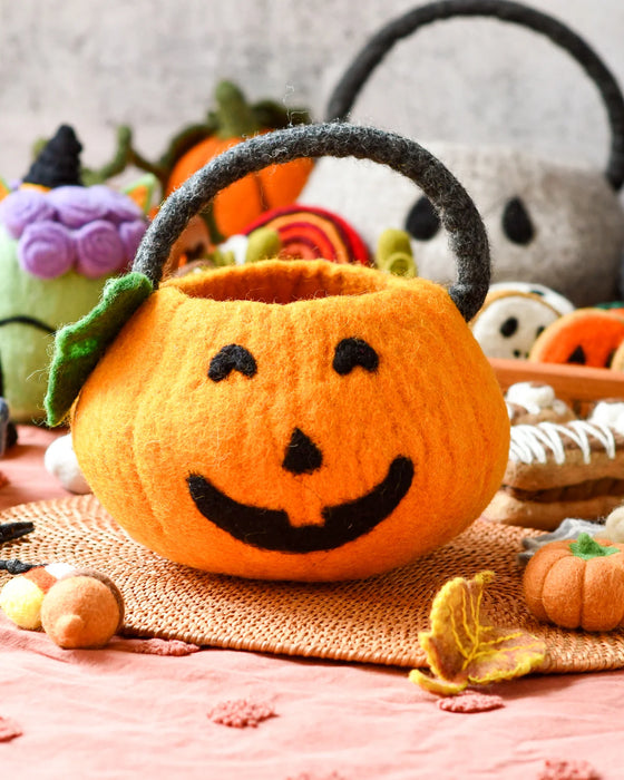 Tara Treasures Felt Jack O' Lantern Pumpkin Bag