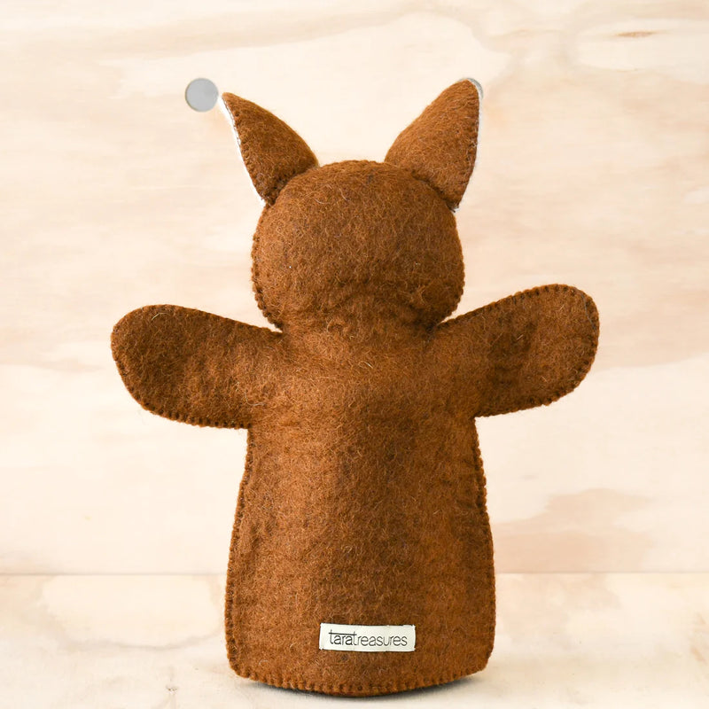Tara Treasures Felt Brown Kangaroo with Joey Hand Puppet Felt Animals Pretend & Imaginative Play Toys 3yrs+