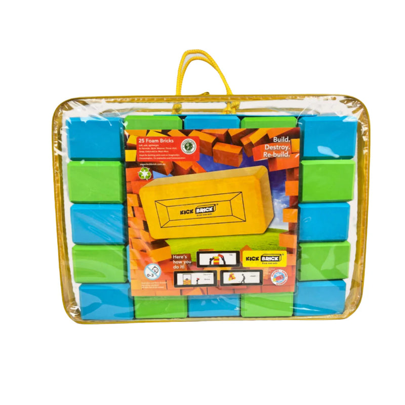 KICKBrick Blue and Green Single Pack 25 Bricks Construction Toys Best Seller 3yrs+ (Soft Play Equipment)