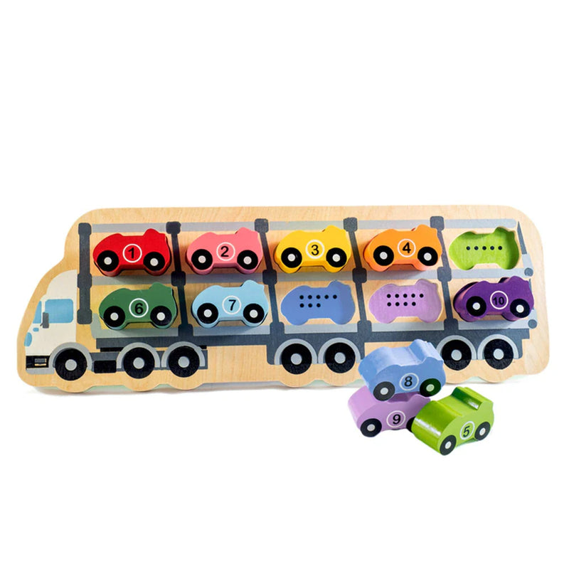 Kiddie Connect 1-10 Car Wooden Puzzle Early Math Fine Motor Skills Development Toys for 18m+