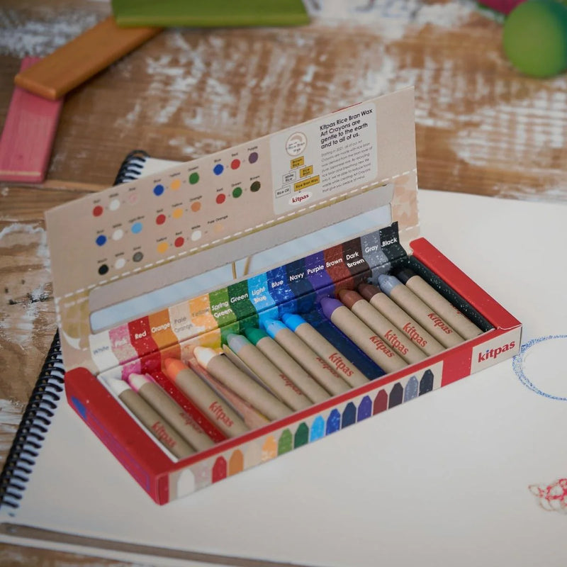 Kitpas Medium Stick Rice Wax Crayons 16 Colours Stationary Art and Craft for Kids 3yrs+