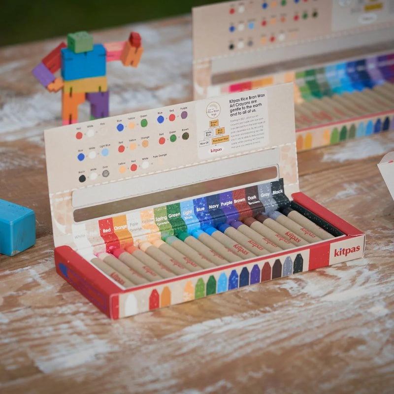 Kitpas Medium Stick Rice Wax Crayons 16 Colours Stationary Art and Craft for Kids 3yrs+