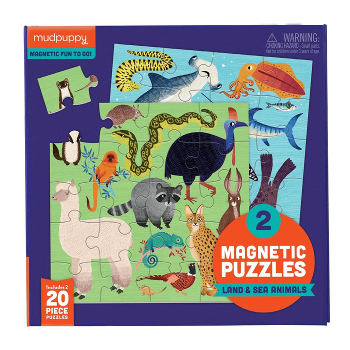 Mudpuppy 20pc Magnetic Puzzle Land and Sea Animals 4yrs+