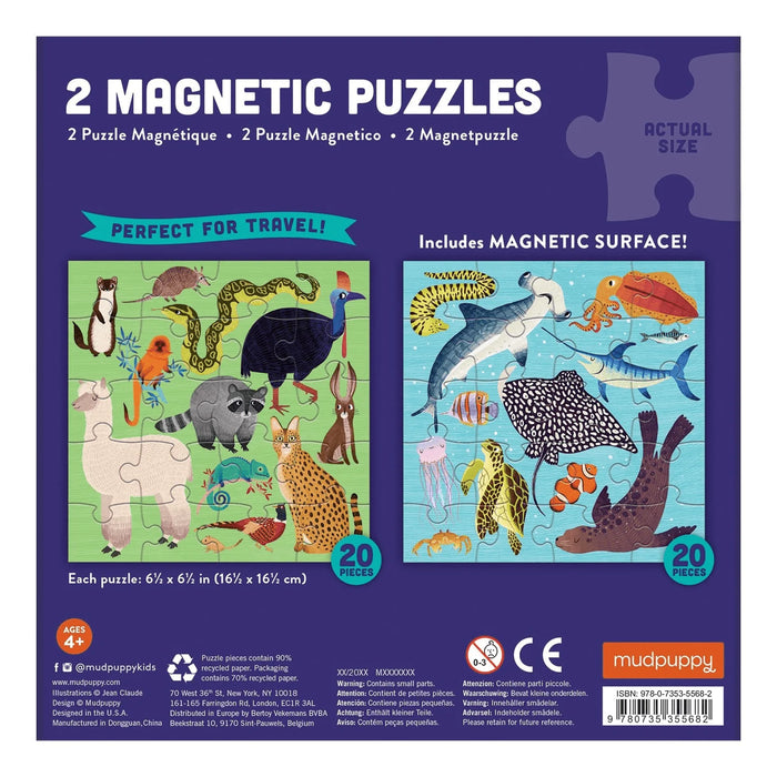 Mudpuppy 20pc Magnetic Puzzle Land and Sea Animals 4yrs+