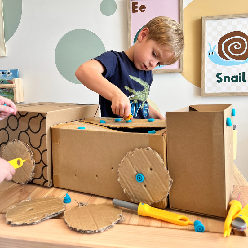 Makedo Explore 50pcs Small Cardboard Construction Set Art and craft for kids STEM Toys Best Seller Eco Friendly Gifting Idea for 5yrs+