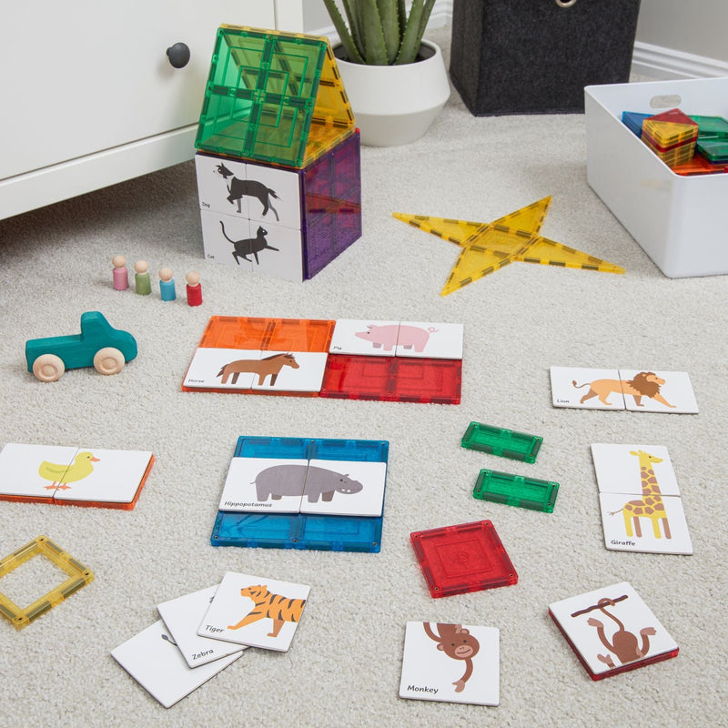 Learn and Grow Toys Magnetic Tiles Topper Animal Duo Pack 40 Piece Early Literacy 3yrs+