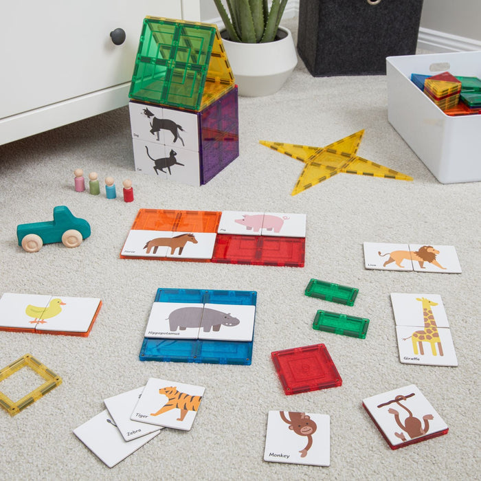 Learn and Grow Toys Magnetic Tiles Topper Animal Duo Pack - 40 Piece 3yrs+