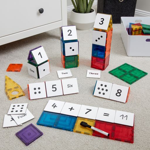 Learn and Grow Toys Magnetic Tiles Topper Numeracy Pack 40 Piece Early Math Games for Kids STEM Cognitive Developmental Toys for Toddlers Best Seller 3yrs+