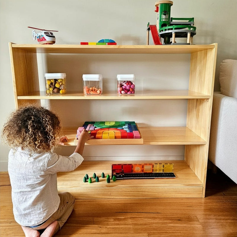 Montessori Pinewood 4 Tier Open Shelf Kid’s Book Shelf 40(D) x 120(L) x 100(H)cm Kids Furniture (Heavy Shipping)