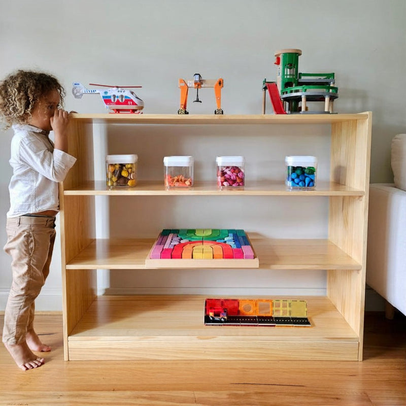 Montessori Pinewood 4 Tier Open Shelf Kid’s Book Shelf 40(D) x 120(L) x 100(H)cm Kids Furniture (Heavy Shipping)