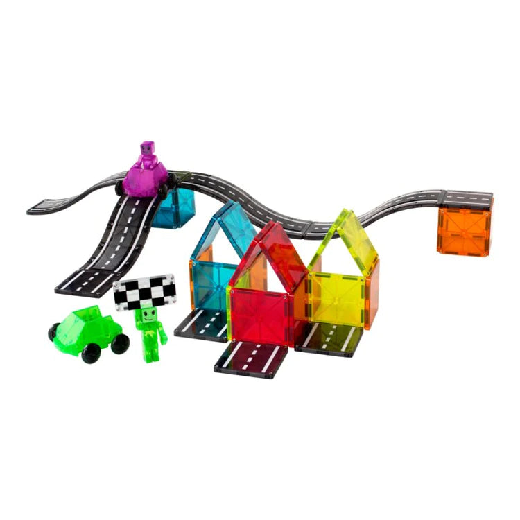 Magna Tiles Road Downhill Duo Car Ramp Race Track 40 Piece Set Magneti ...