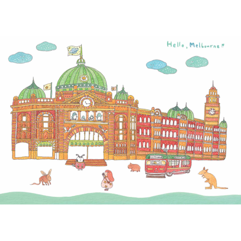 Hello Melbourne Greeting Card by Enjoy Sü Melbourne Australia Theme