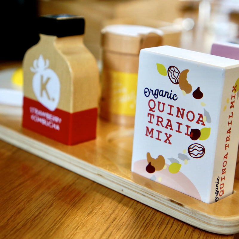 Make Me Iconic Wooden Toy Food Healthy Tummy Breakfast Tray Set Play Kitchen Role Play Pretend and Imaginative Play 3yrs+