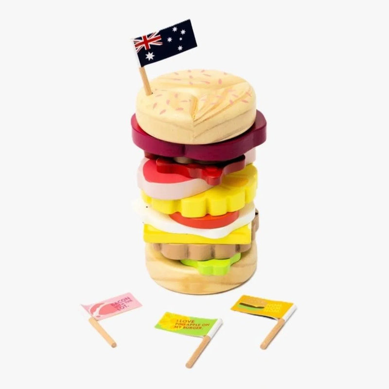 Wooden Stacking Burger Set by Make Me Iconic Play Kitchen Pretend & Imaginative Play 18m+