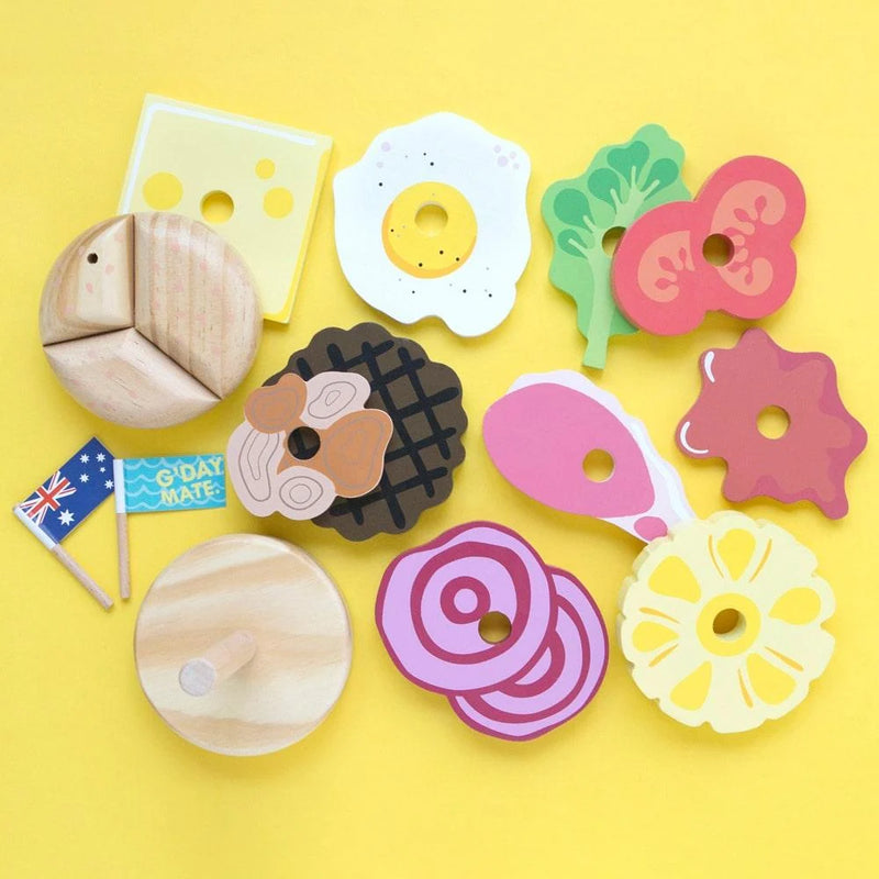 Wooden Stacking Burger Set by Make Me Iconic Play Kitchen Pretend & Imaginative Play 18m+
