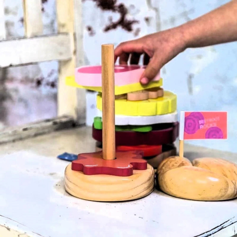 Wooden Stacking Burger Set by Make Me Iconic Play Kitchen Pretend & Imaginative Play 18m+