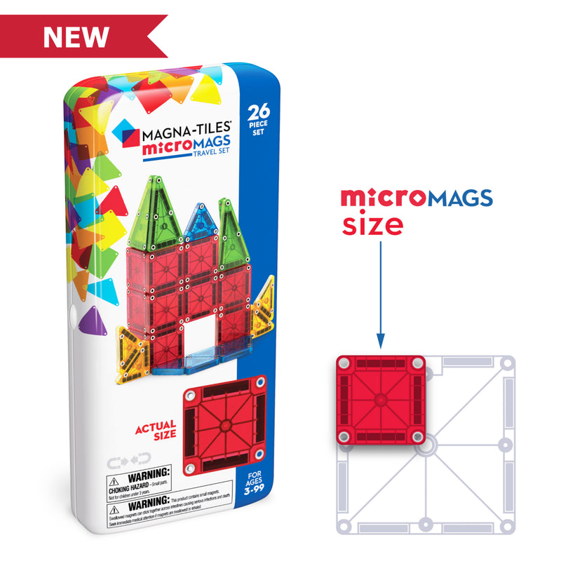 Magna Tiles MicroMAGS Mini New Travel Set 26pcs Travel Toys Best Seller 3yrs+