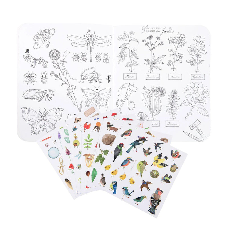 Botanist Colouring Activity Book with 148 Stickers (Paperback) by Moulin Roty Travel Toys