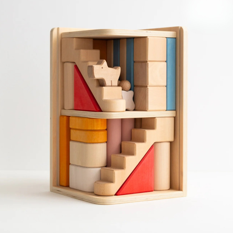 Multi Floor Wooden Building Block Set 43pcs by Avdar Toys Wooden Toys Building Blocks STEM Toys Gifting Idea for 3yrs+