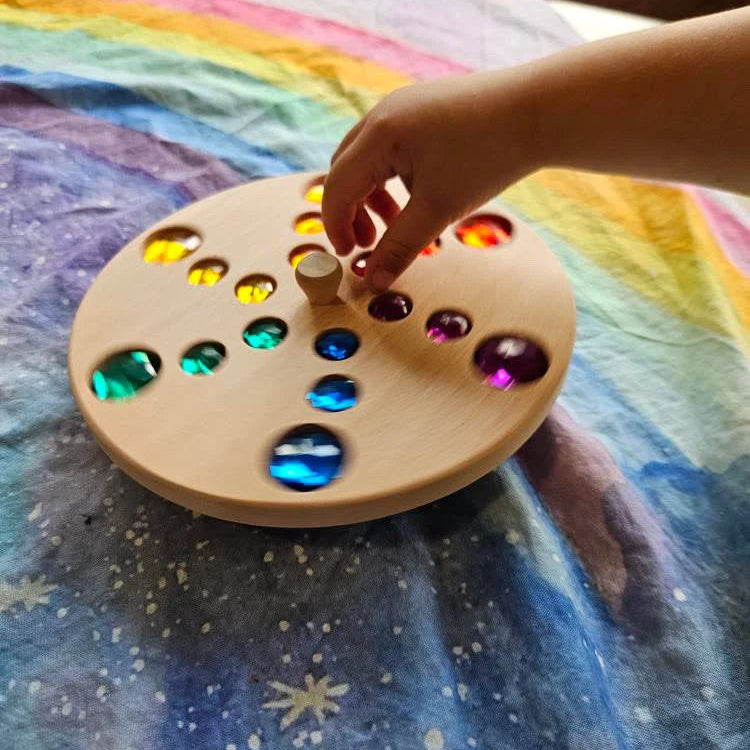 My Little Creator Jumbo Spinning Top Rainbow Wooden Toys Fidget Sensory Toys 3yrs+
