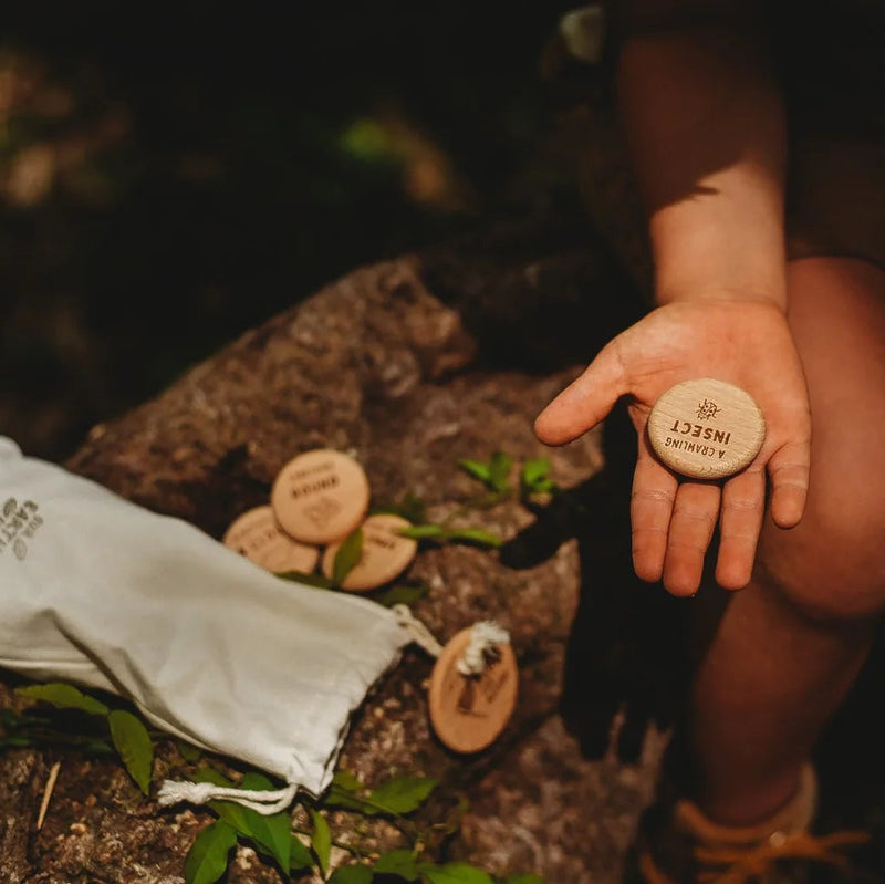 Nature Scavenger Hunt Wooden Tokens by Our Earth Life 16pcs Outdoor Activity Travel Toys 3yrs+