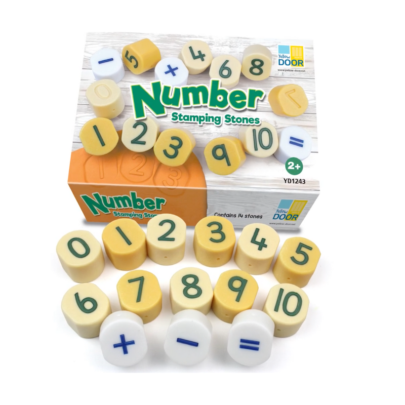 Yellow Door 0-10 Number Stamping Stones 14pcs Early Math Resources Playdough Sand Toys Sensory Toys 2yrs+