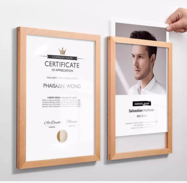 JoyKids Acrylic Display Frame solid beechwood Sets of 2 A3 or 4 A4 easy change