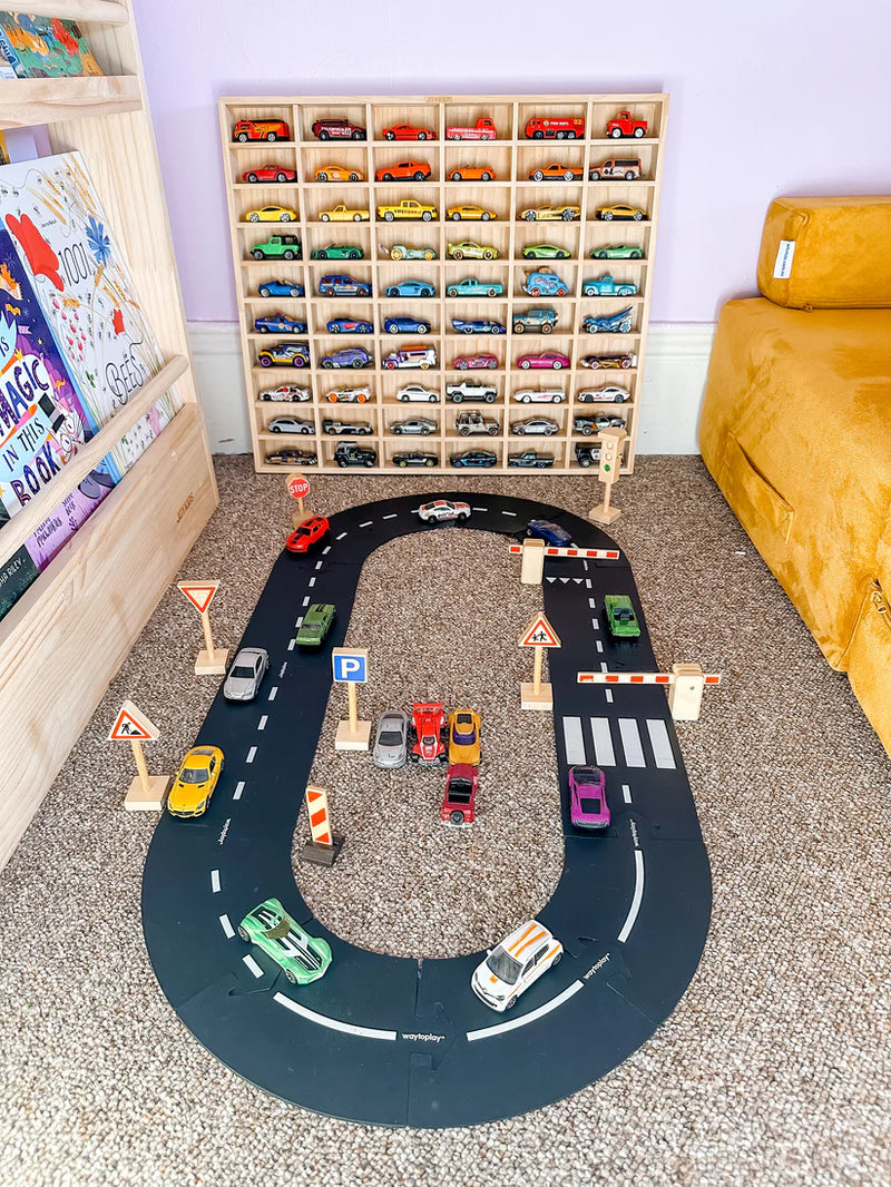 JoyKids Matchbox sized car Display and Storage Unit 60 x slots Solid Pine Wood Developmental Toys for Toddlers Best Seller 12m+ (Bulky Shipping)