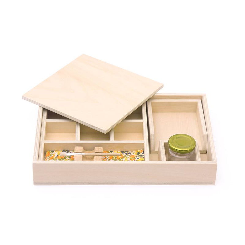 Montessori Glue Activity Box with Jar and Brush Practical Life Tools 2yrs+