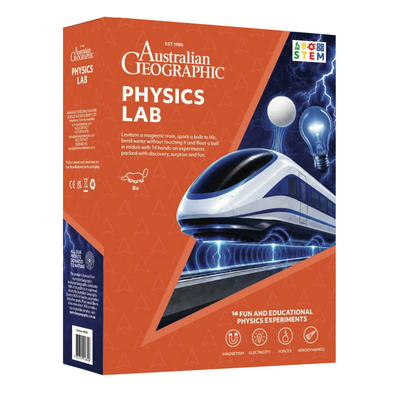 Australian Geographic Physics Lab Kit with 14 Physics Experiments Early Science STEM Toys Gifting Idea for 10yrs+