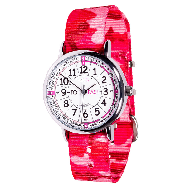 EasyRead Kids Analog Watch Water Resistant Camo Band Learn to tell Time Past and To by ertt Early Math STEM Toys 4yrs+