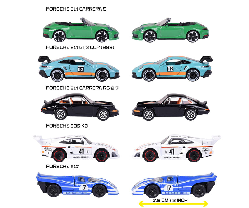 Majorette Porsche Gift Pack 5pcs Metal Toy Car Gift Idea for 3yrs+
