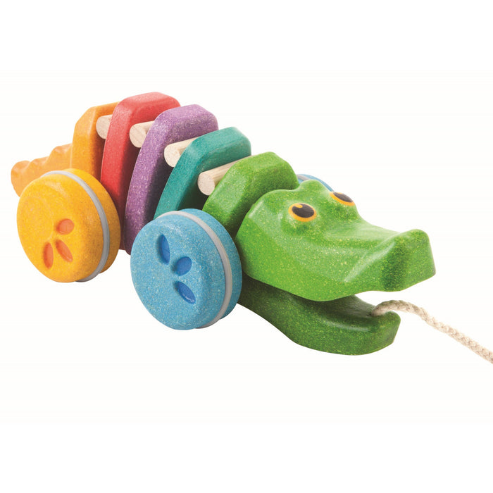 PlanToys Rainbow Pull Along Alligator Toddler Toys 12m+