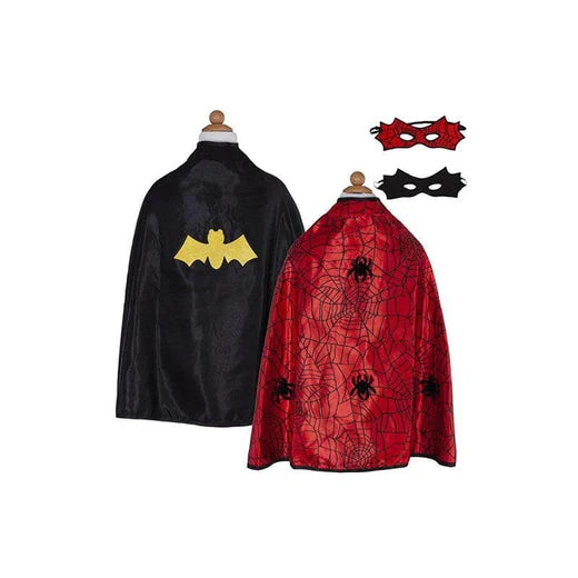 Reversible Spider Man and Bat Man Cape with Matching Mask Size 4-6 by Great Pretenders Costumes Best Seller  3yrs+